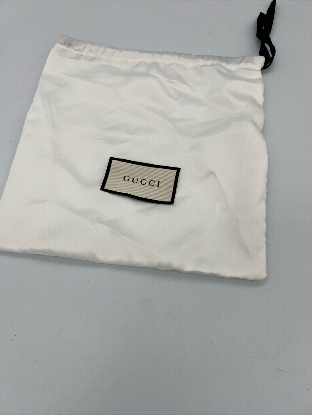 Gucci White Drawstring Logo Pouch dust bag